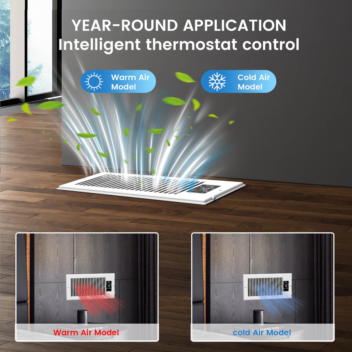 4" x 12" Smart Vent & Strong Air Booster Register Fan with Humidity Sensor