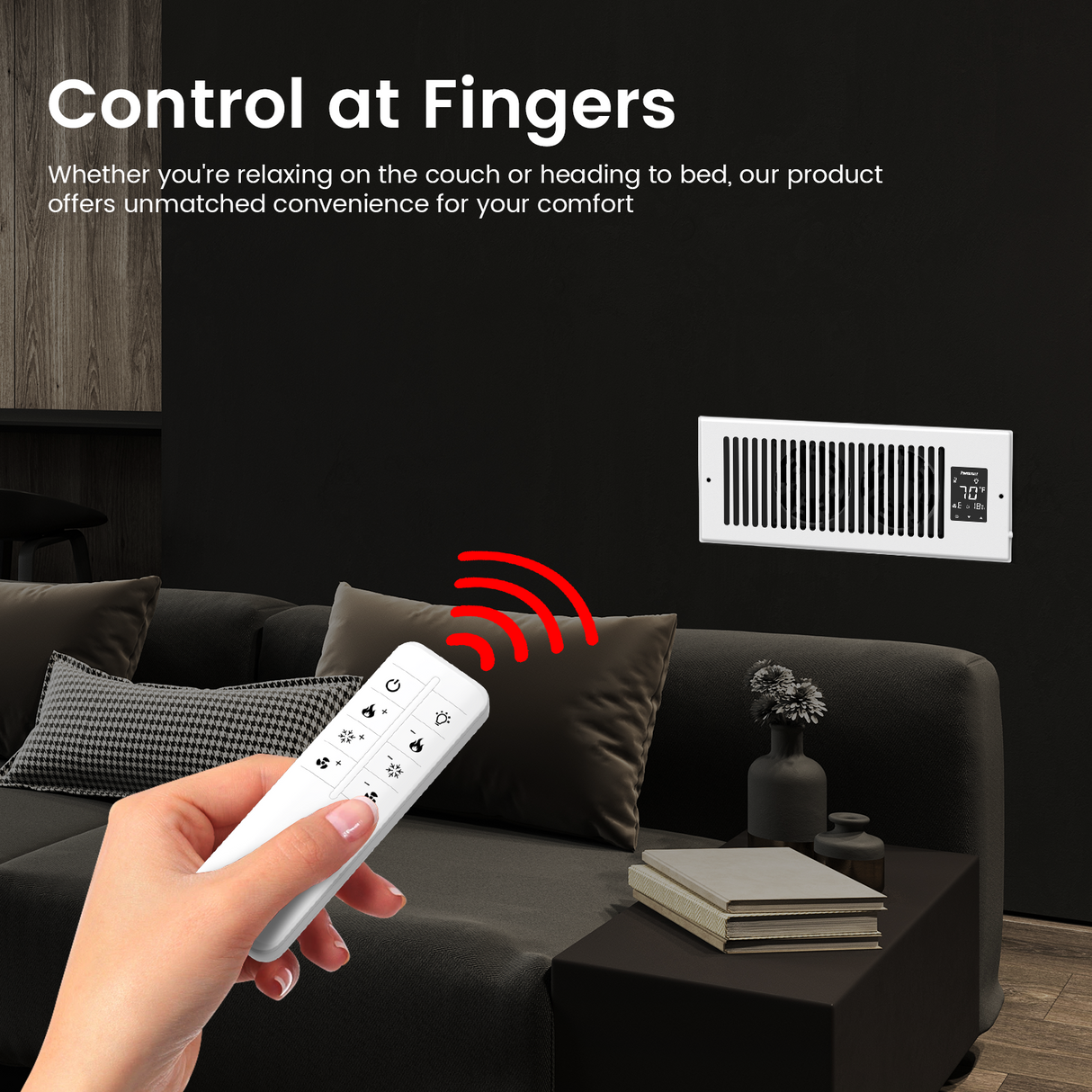 4" x 12" Smart Vent & Strong Air Booster Register Fan with Humidity Sensor