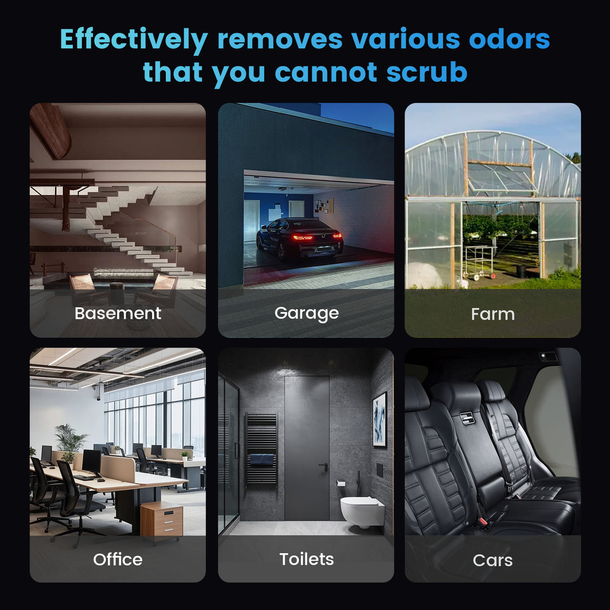 PowerScale Ozone Generator removes odors in homes, offices, cars, and more.