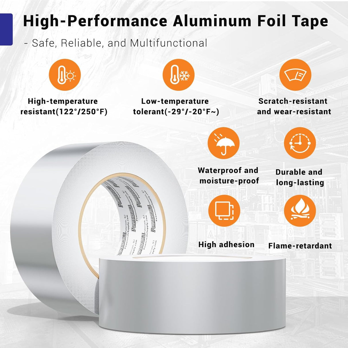 Aluminum,Tape 2 inch x (66 Feet 22YD) 3.9 Mil,High Temperature Aluminum Foil Tape,Duct Tape for HVAC, Metal Repair, Cold Air Ductwork,Sealing,Patching,Reflective Foil Tape, Silver