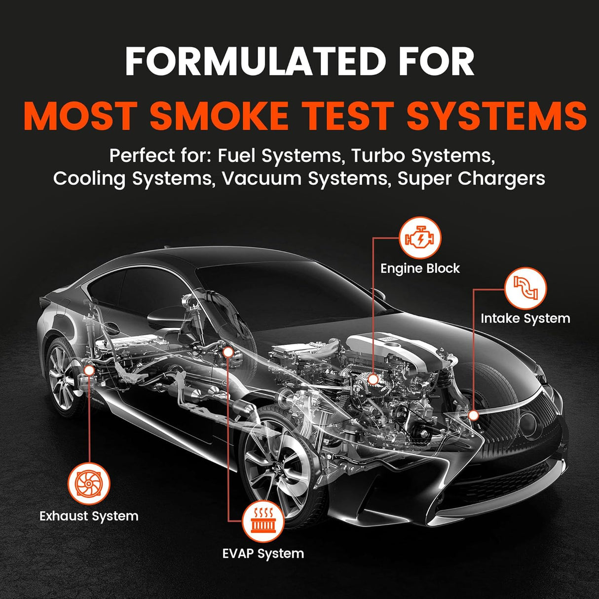 Smoke Machine Liquid - 8.5oz(250ml) - Smoke Fluid Refill Solution for Automotive Smoke Machine Testing - EVAP, Vacuum, Fuel, Exhaust Systems, Turbo & Super Charger