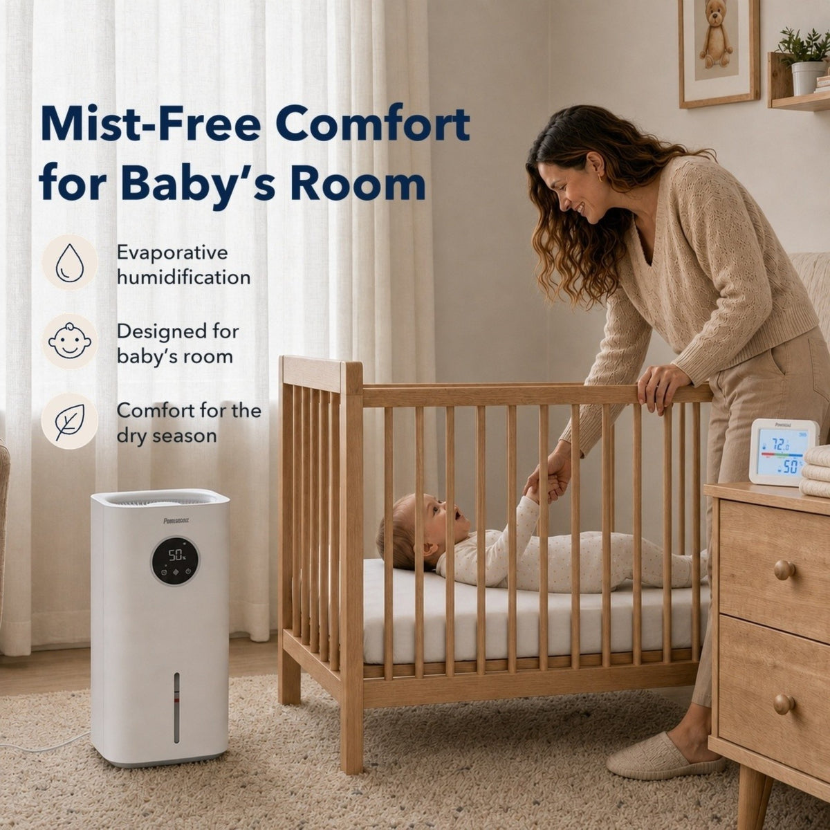 Powerscale CD600 6L Smart Evaporative Humidifier, Separate Humidity Sensor