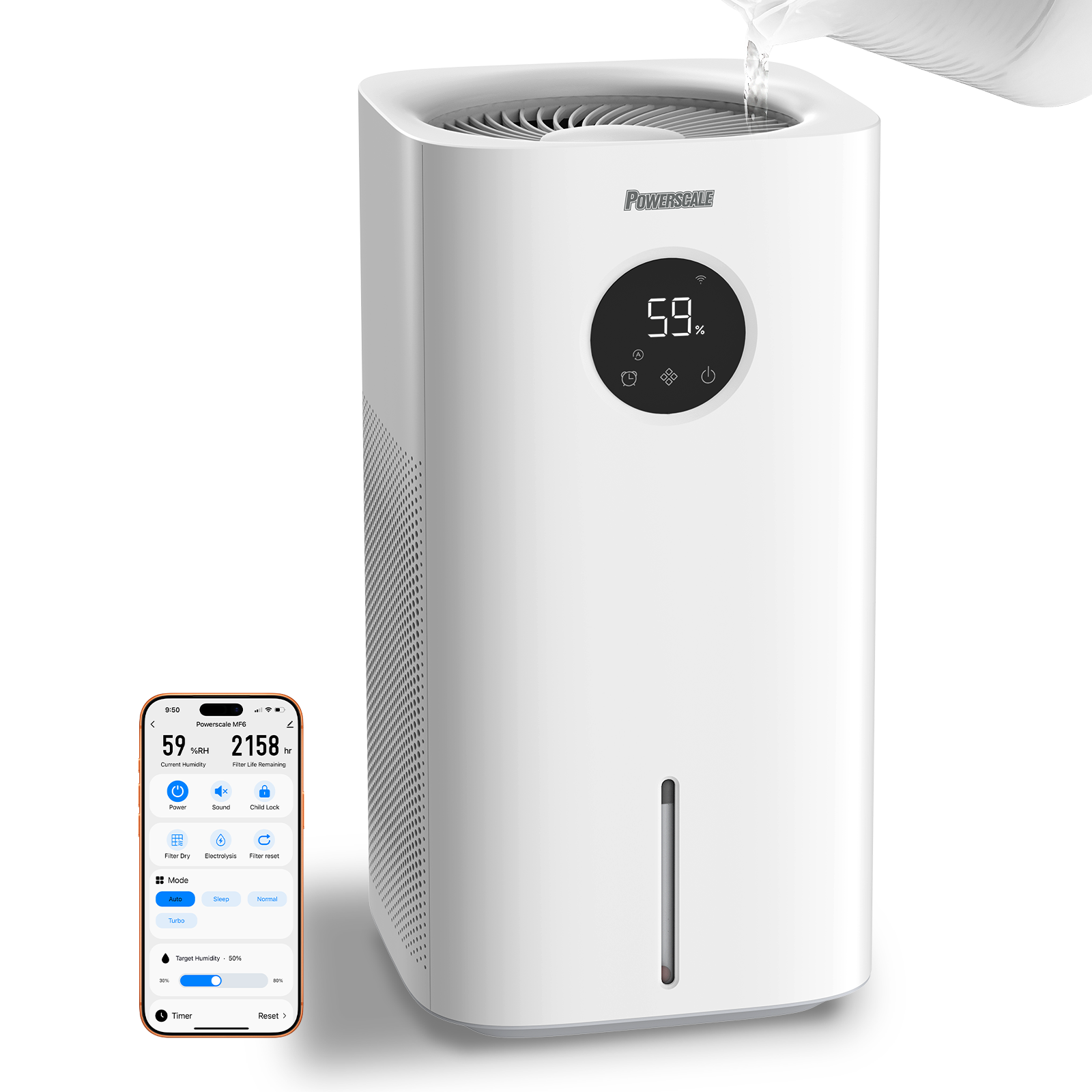 MF6 Smart Evaporative Humidifier — Mist-Free, No Dust – Powerscale